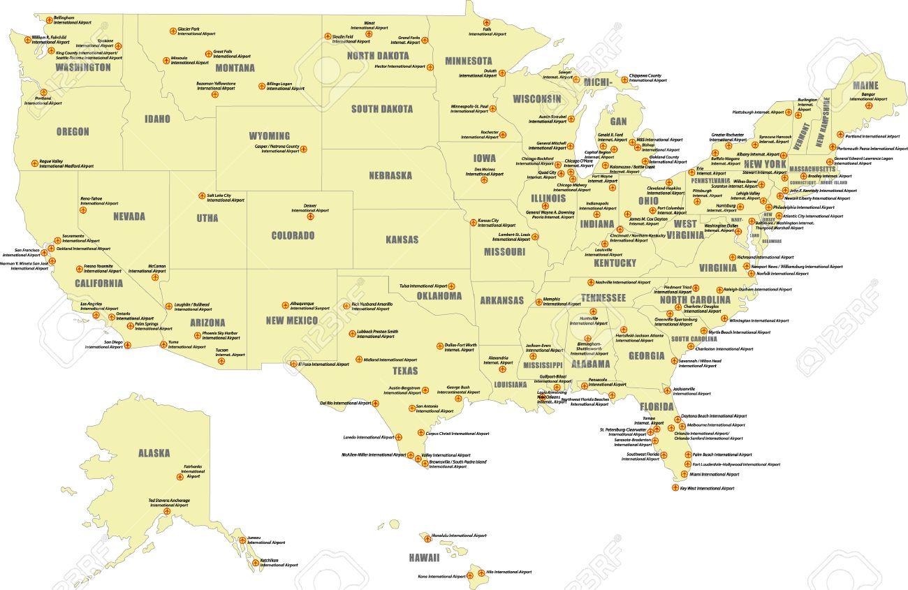 Aeroportos De Estados UNIDOS Mapa Aeroportos Nos EUA Mapa Norte De   Aeroportos De Estados Unidos Mapa 